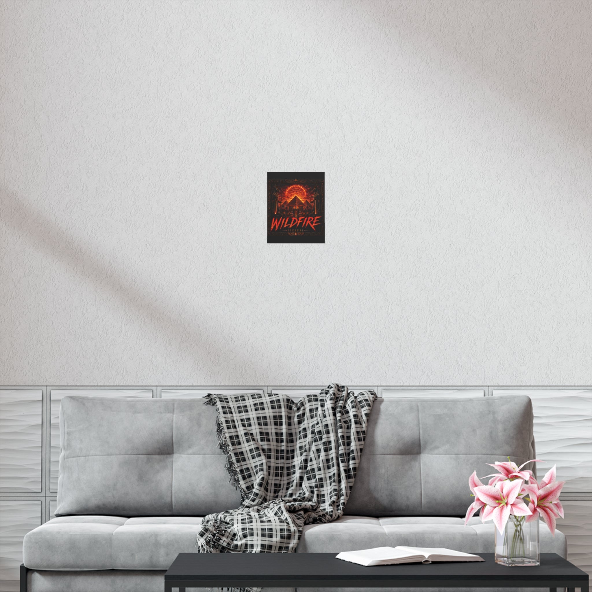 Wildfire Poster — Fiery Anubis Illustration with 'Stay Fierce Burn Bright'