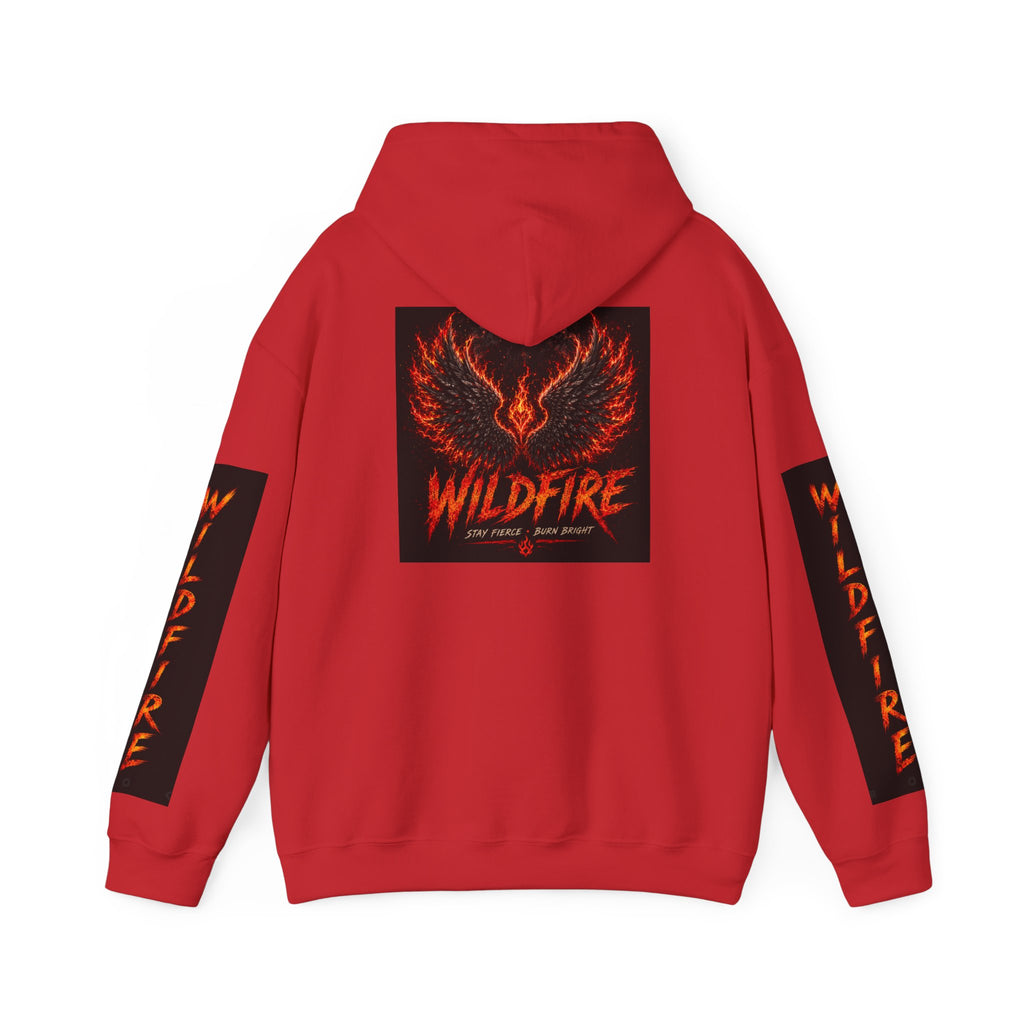 Wildfire Wings Hoodie — 'Wildfire' Flame Lettering & Back Art