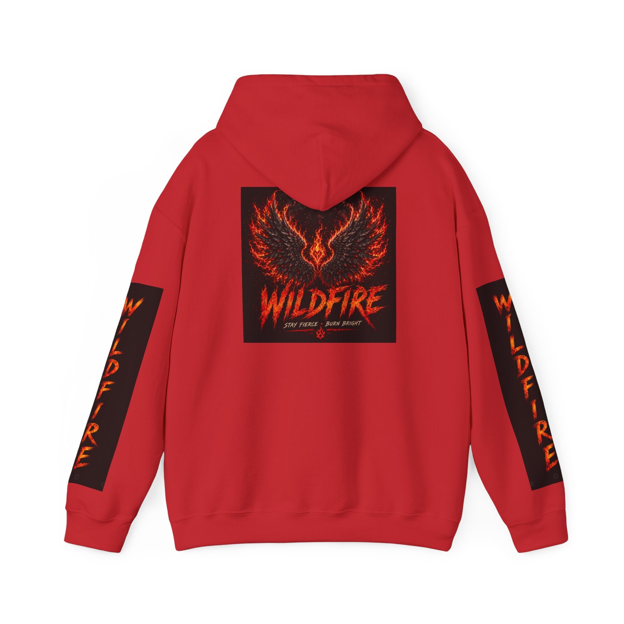 Wildfire Wings Hoodie — 'Wildfire' Flame Lettering & Back Art