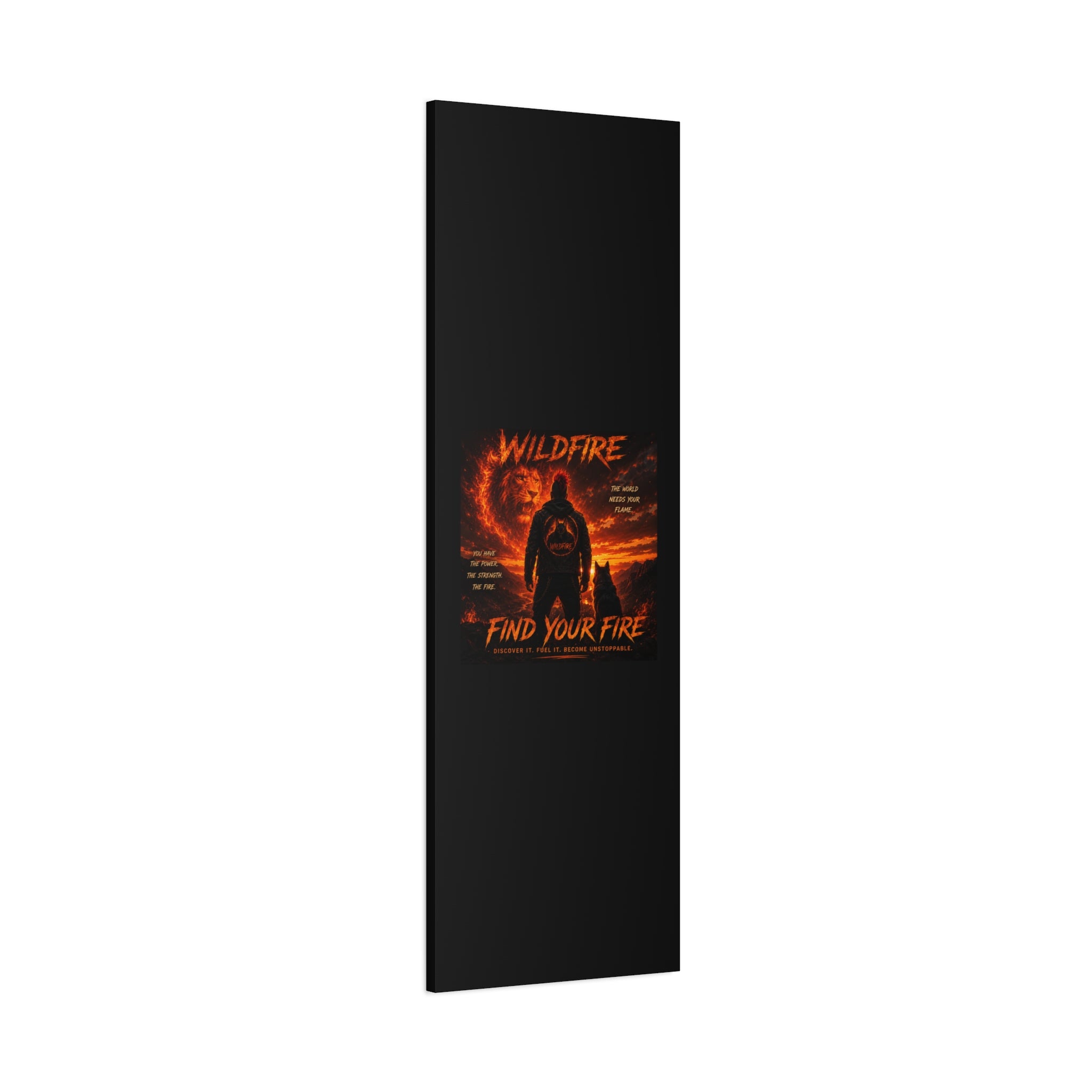 Wildfire 'Find Your Fire' Matte Canvas Wall Art — Inspirational Lion & Silhouette Scene