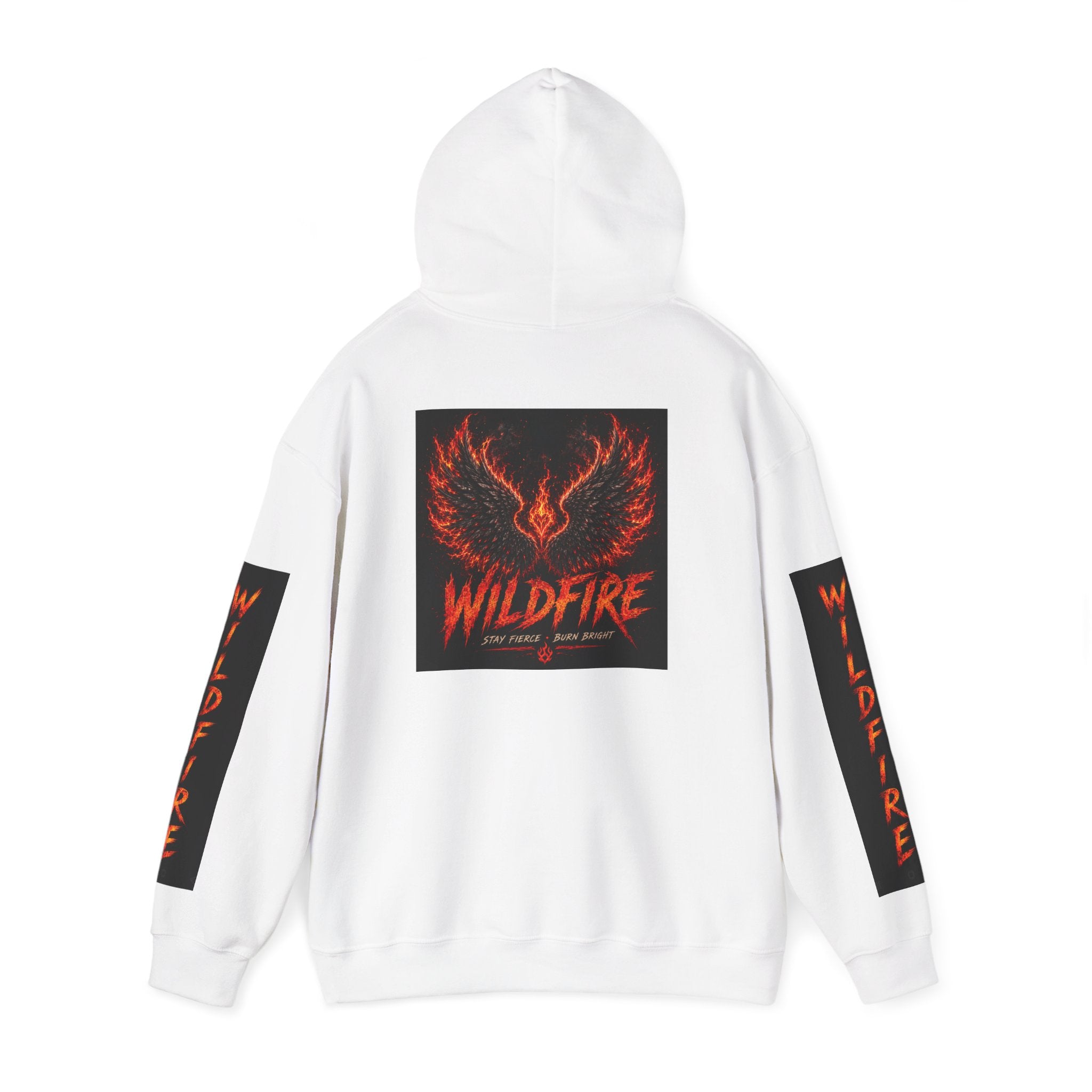 Wildfire Wings Hoodie — 'Wildfire' Flame Lettering & Back Art