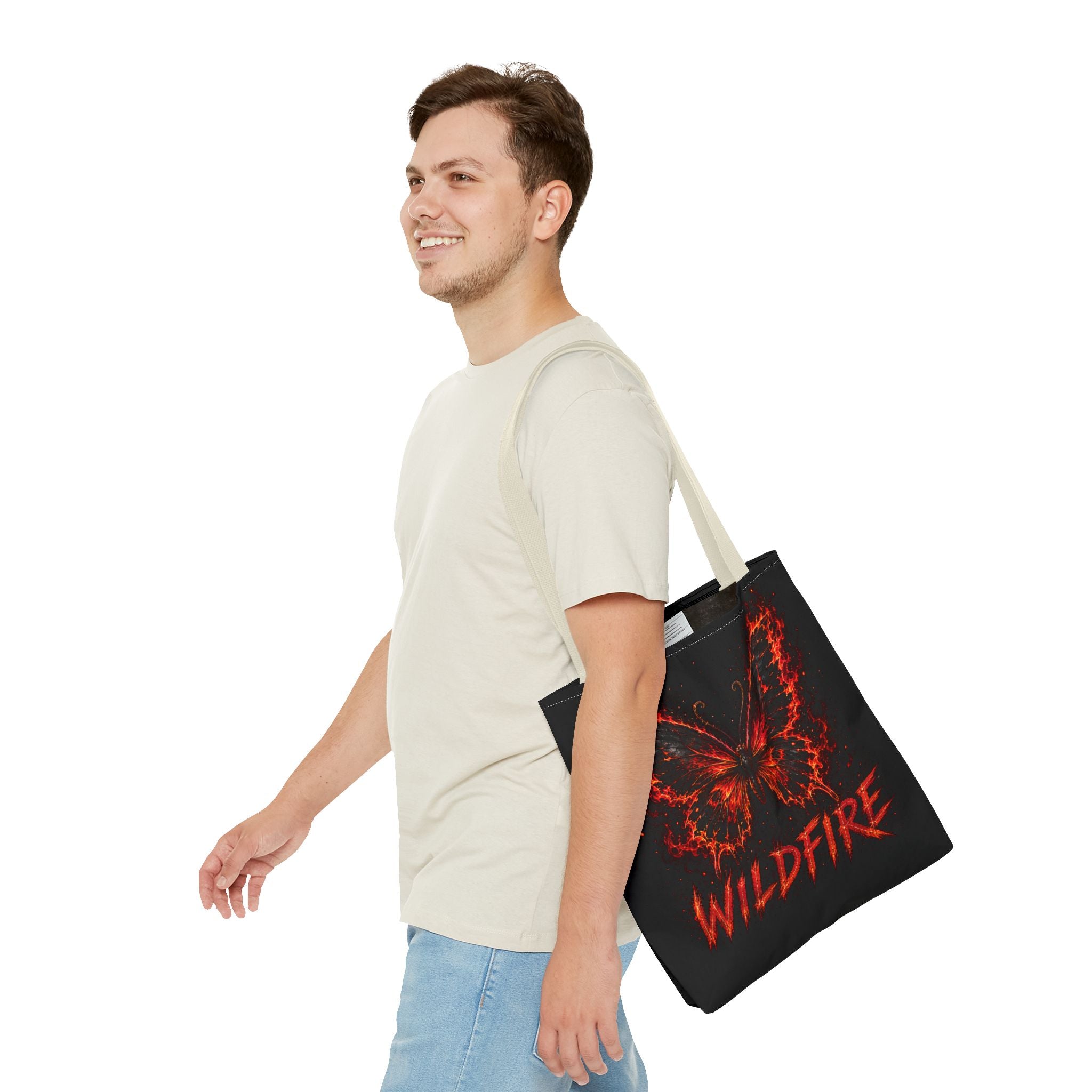 Wildfire Anubis Tote Bag — "Stay Fierce, Burn Bright" All-Over Print Tote