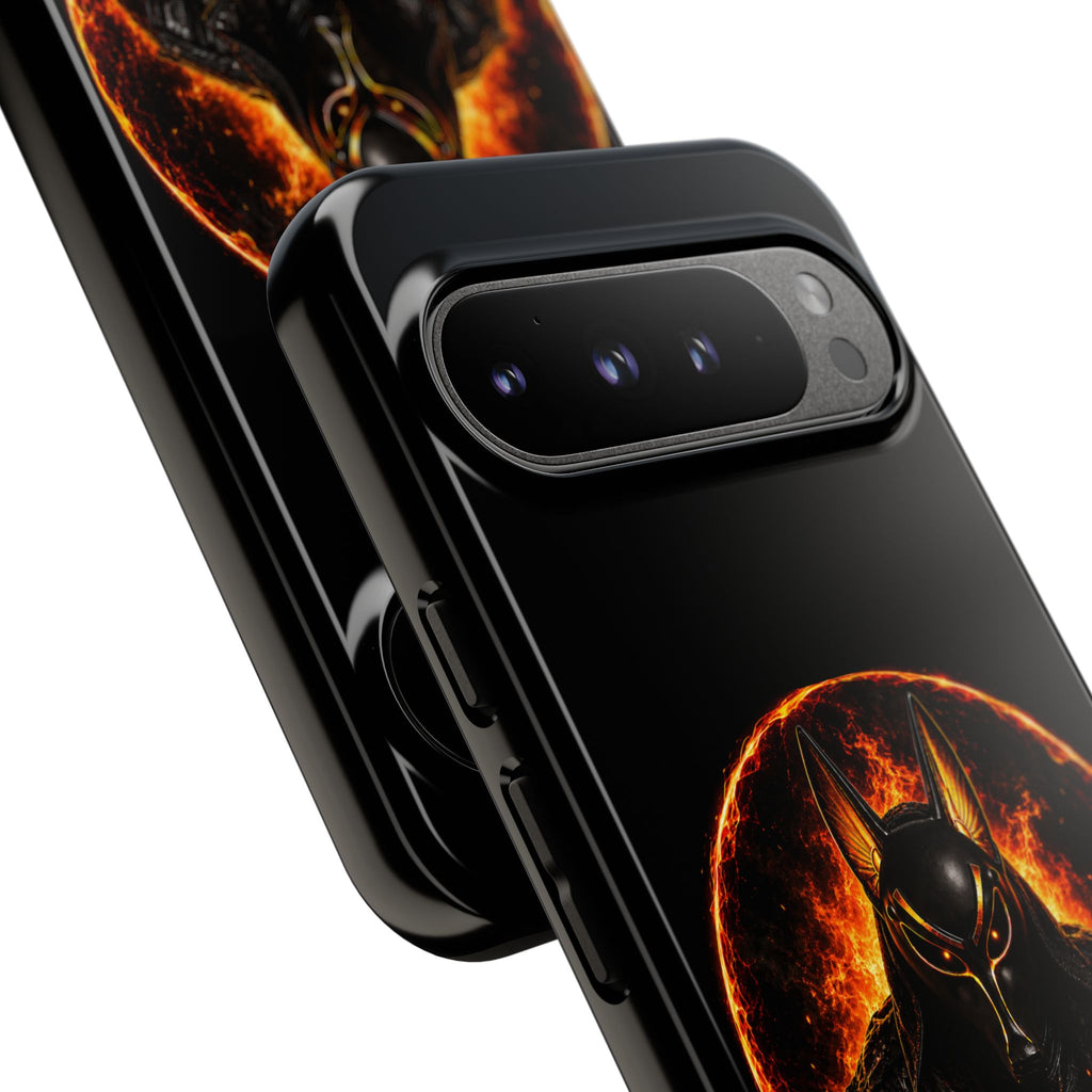 Wildfire Phone Case — Fierce Flaming Anubis Design, "Stay Fierce Burn Bright"
