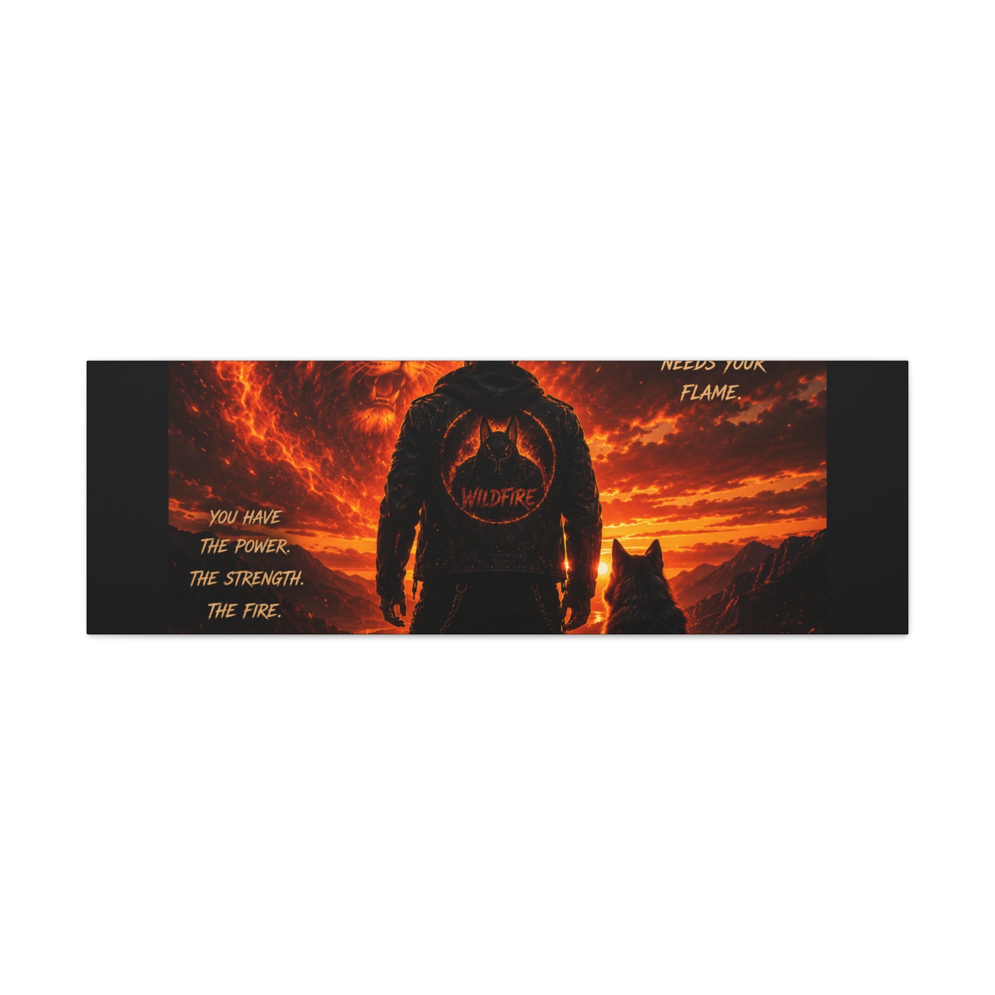 Wildfire 'Find Your Fire' Matte Canvas Wall Art — Inspirational Lion & Silhouette Scene