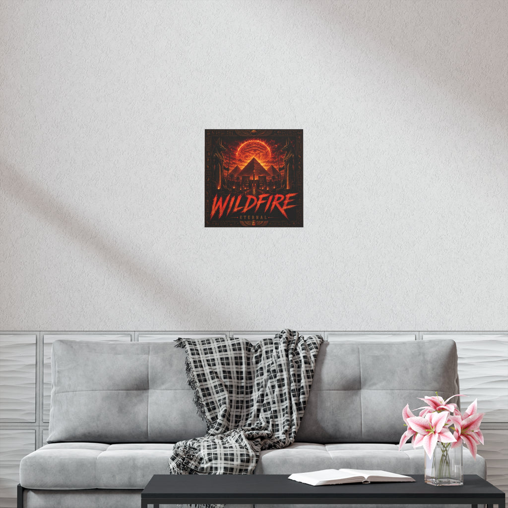 Wildfire Poster — Fiery Anubis Illustration with 'Stay Fierce Burn Bright'