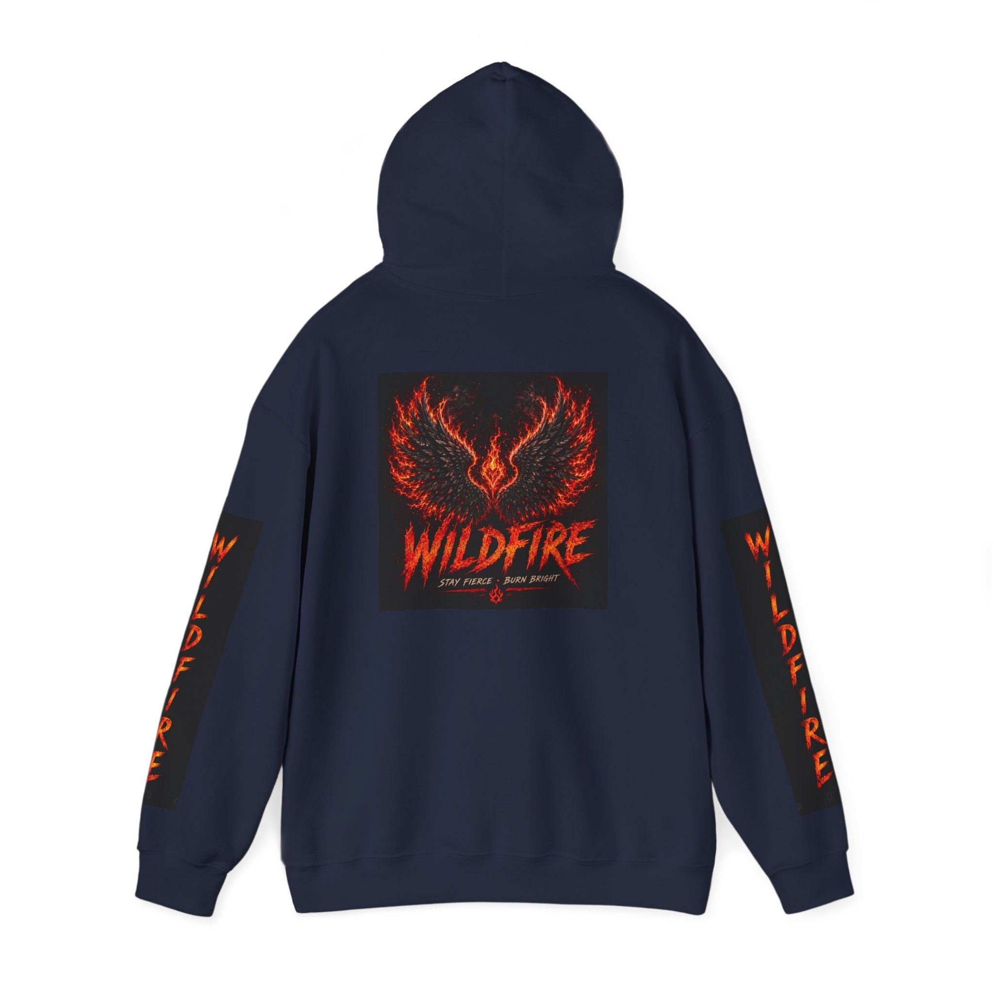 Wildfire Wings Hoodie — 'Wildfire' Flame Lettering & Back Art
