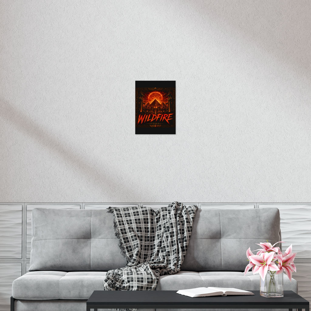 Wildfire Poster — Fiery Anubis Illustration with 'Stay Fierce Burn Bright'