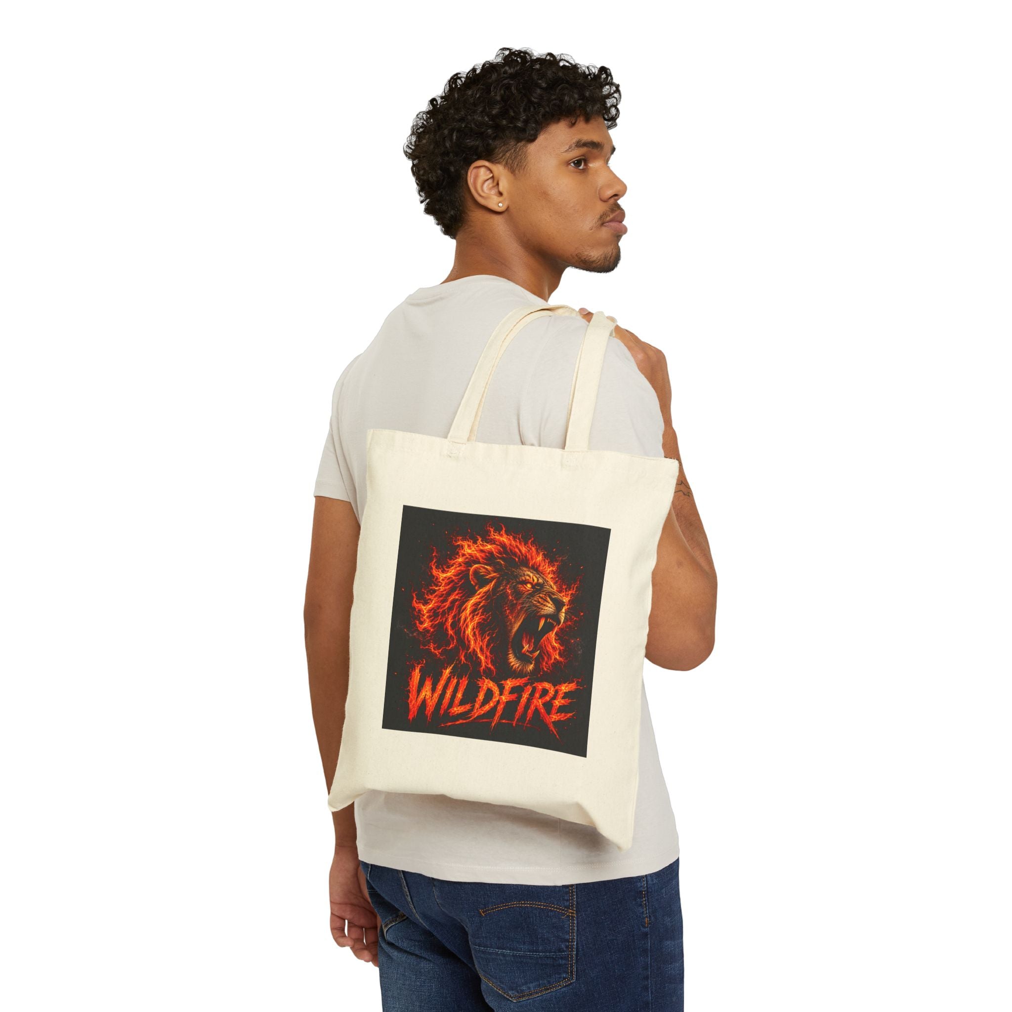 Wildfire Tote Bag — Lion & Lioness Canvas Tote, Gothic Animal Lover Gift