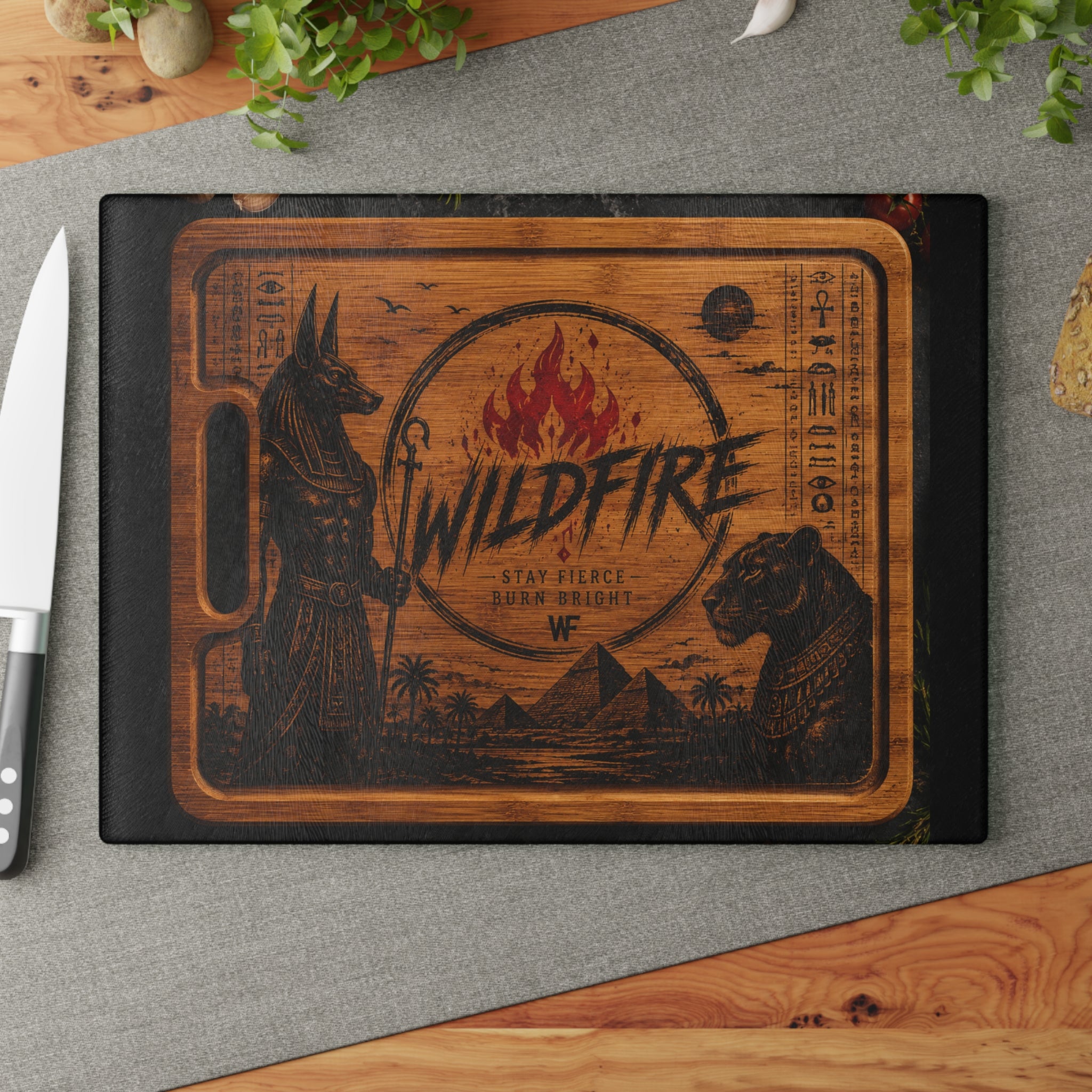 Wildfire Glass Cutting Board — Egyptian  Flame Kitchen Board