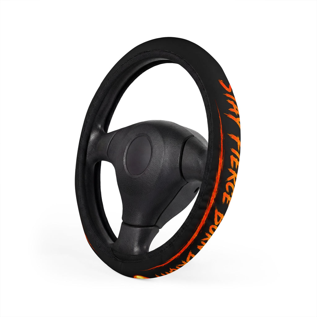 Flaming Drift Steering Wheel Cover — Black with Orange Flame Graphic