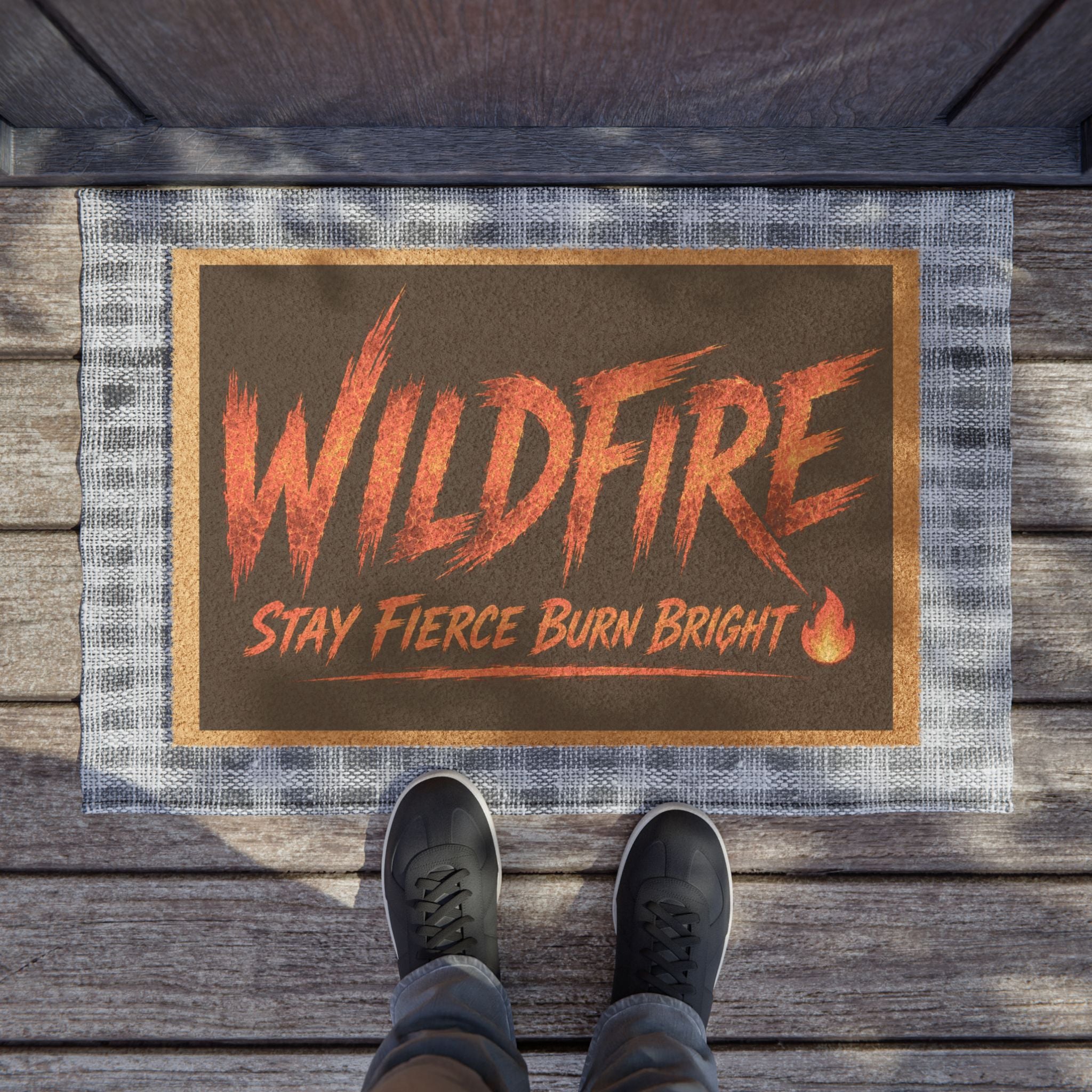 Wildfire Doormat - "Stay Fierce Burn Bright" Outdoor Coir Welcome Mat