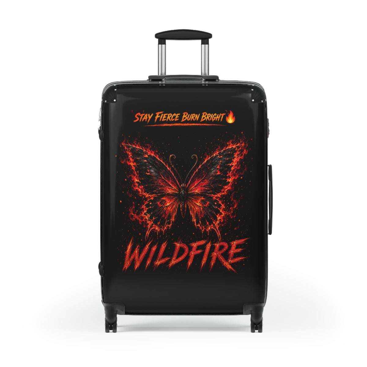 Wildfire Suitcase – 'Stay Fierce Burn Bright' Flaming Butterfly Carry-On