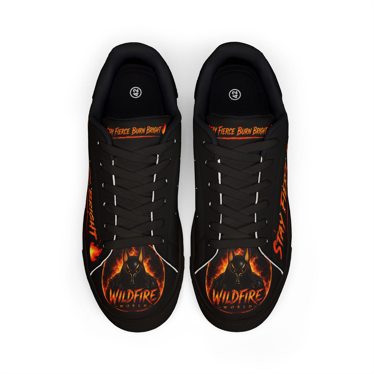 Men's Low-Top Sneakers — "Stay Fierce, Burn Bright" Flame Graphic