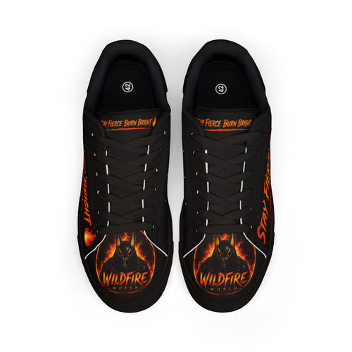 Men's Low-Top Sneakers — "Stay Fierce, Burn Bright" Flame Graphic