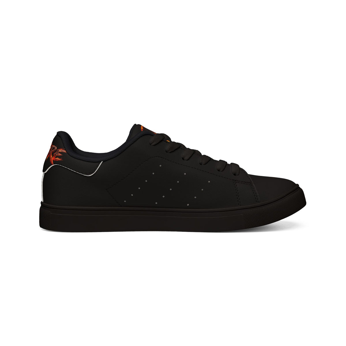 Wildfire Flame Lion Leather Sneakers — Men’s Low-Top Athletic Shoes