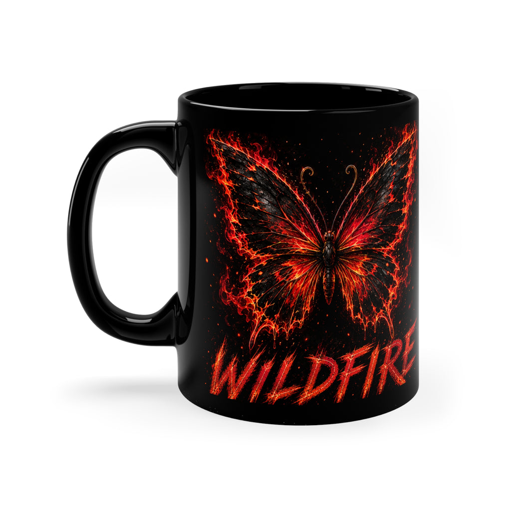 Wildfire Butterfly Coffee Mug — 11oz Black Ceramic