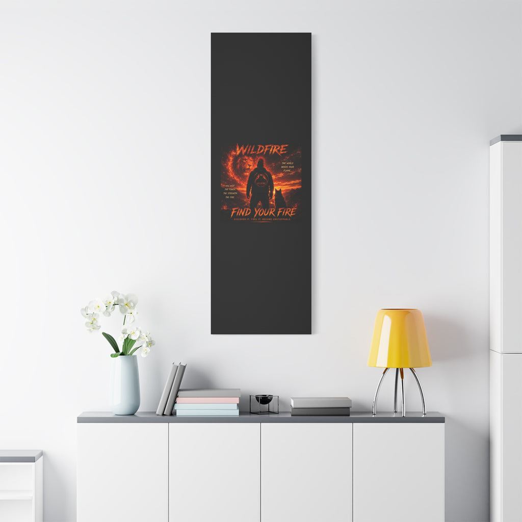 Wildfire 'Find Your Fire' Matte Canvas Wall Art — Inspirational Lion & Silhouette Scene