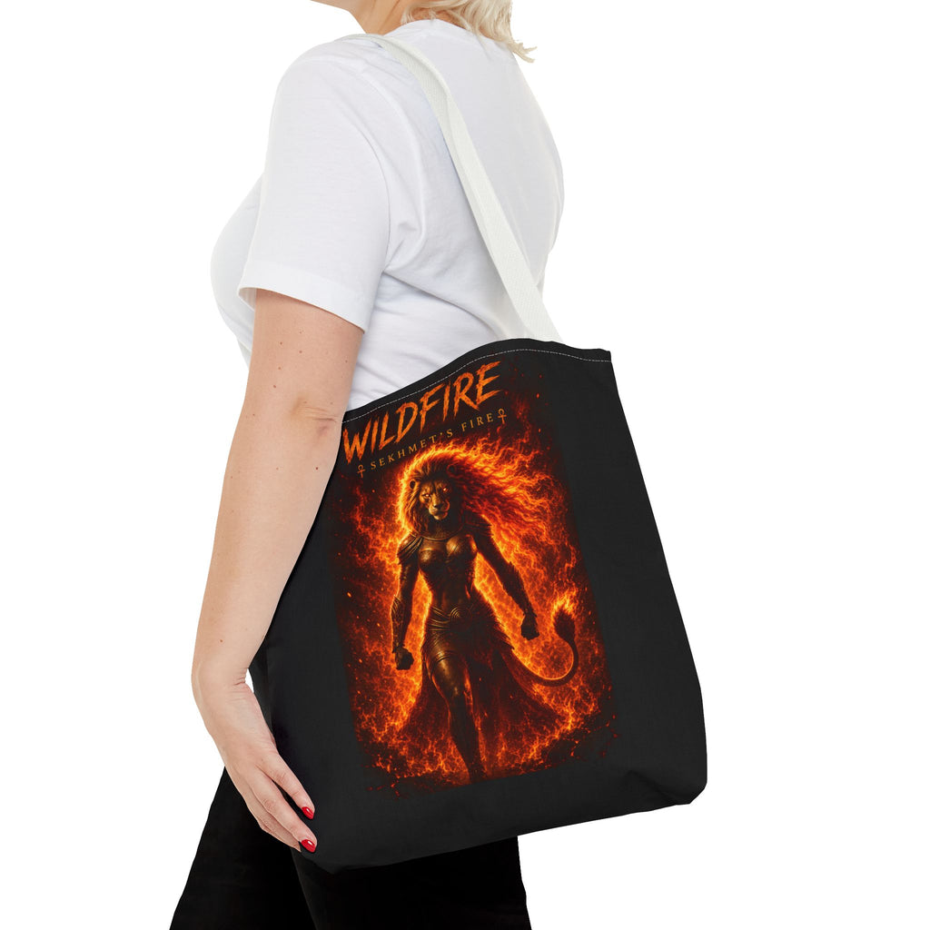 Wildfire Sekhmet Tote Bag — Fiery Egyptian AOP Tote