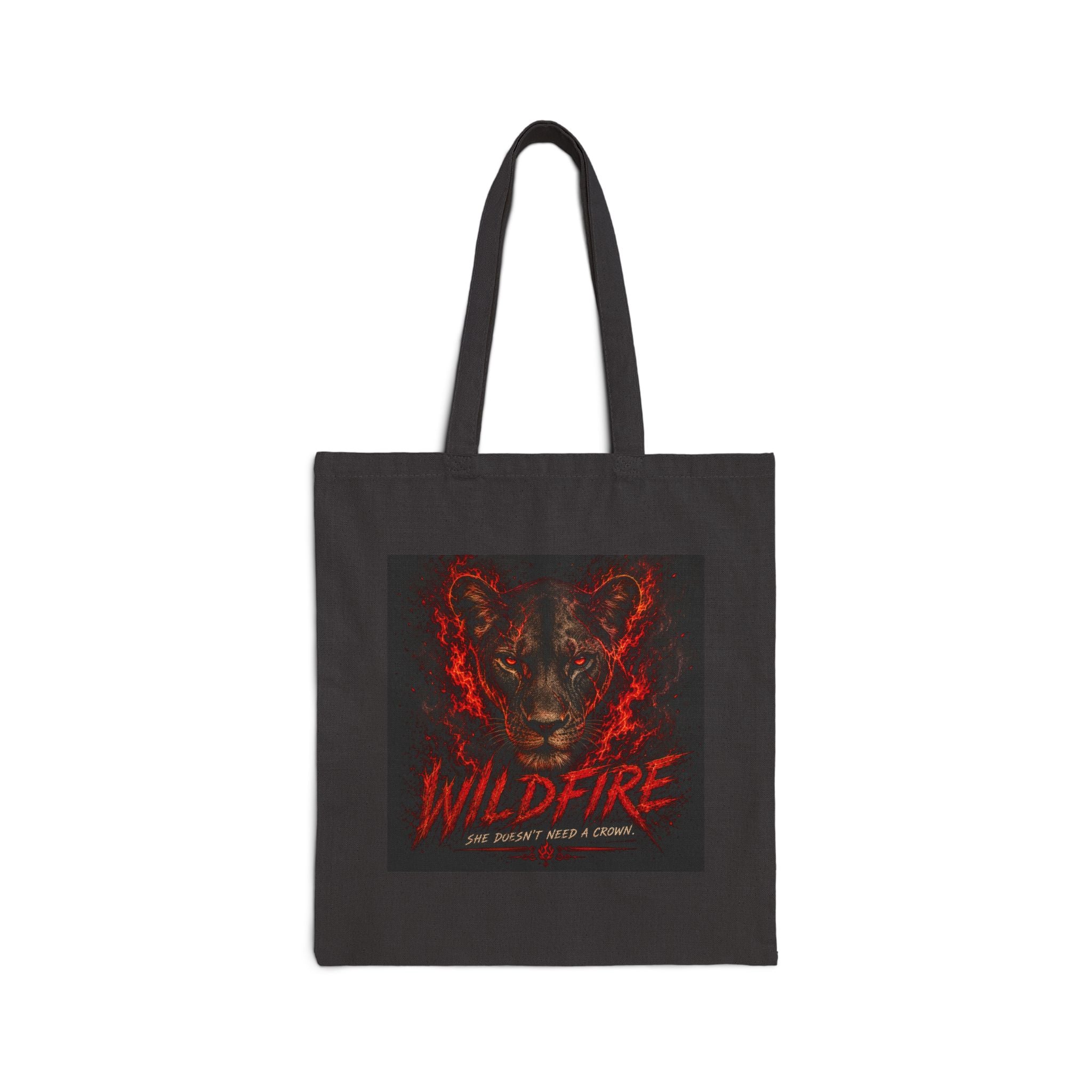 Wildfire Tote Bag — Lion & Lioness Canvas Tote, Gothic Animal Lover Gift