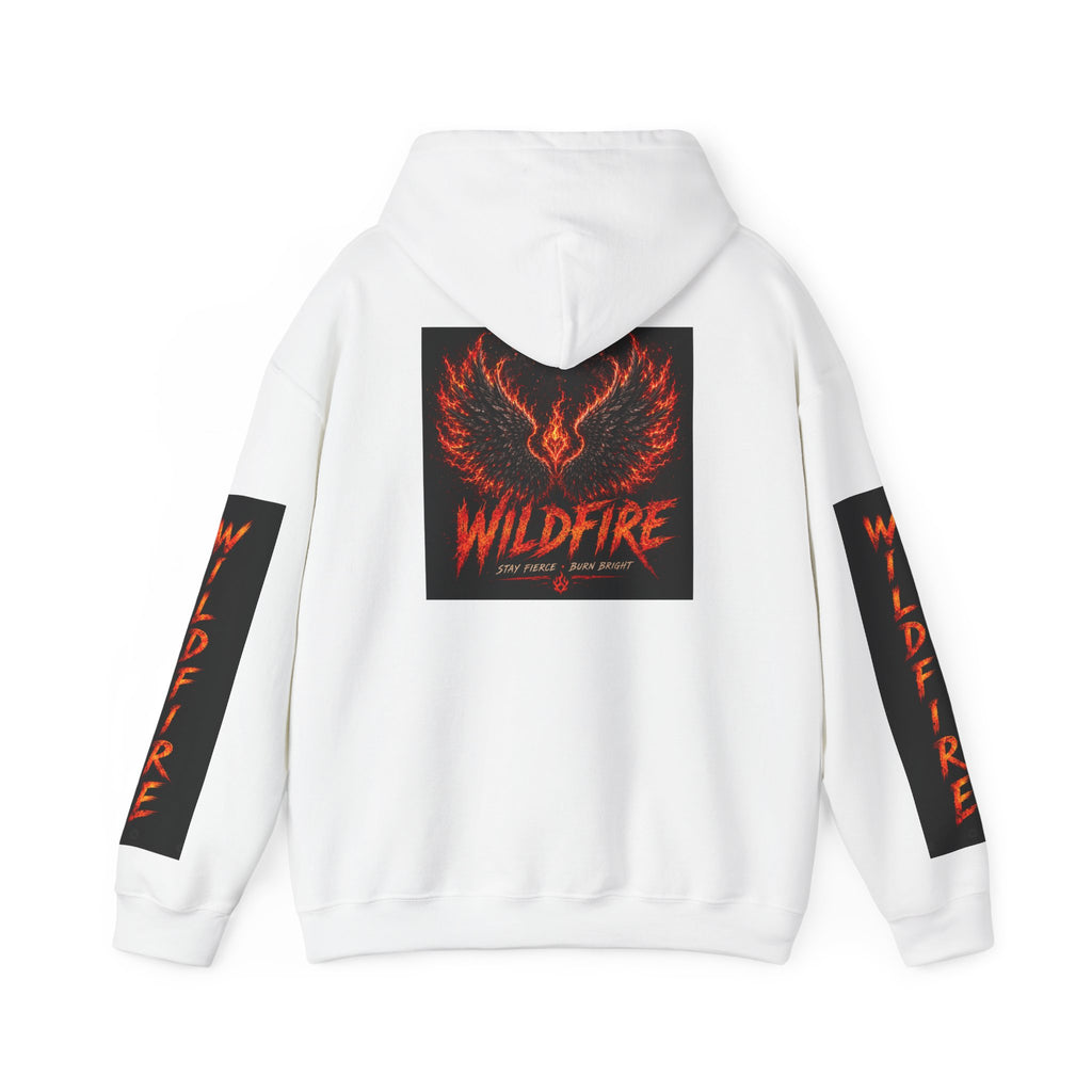 Wildfire Wings Hoodie — 'Wildfire' Flame Lettering & Back Art