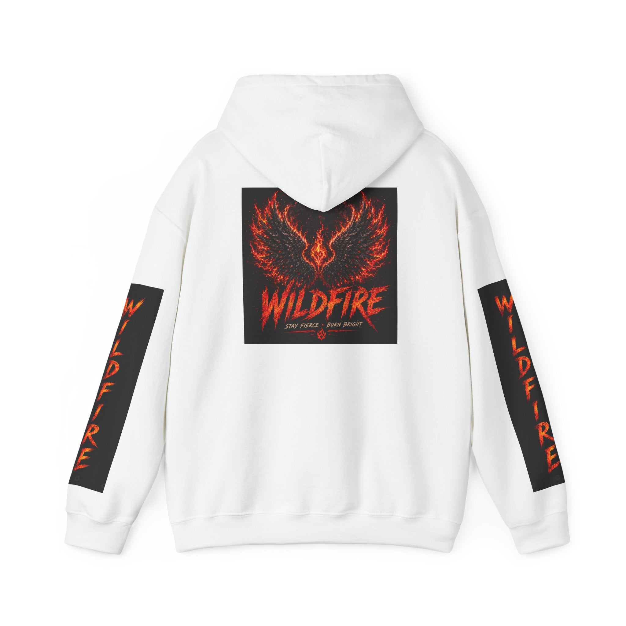 Wildfire Wings Hoodie — 'Wildfire' Flame Lettering & Back Art