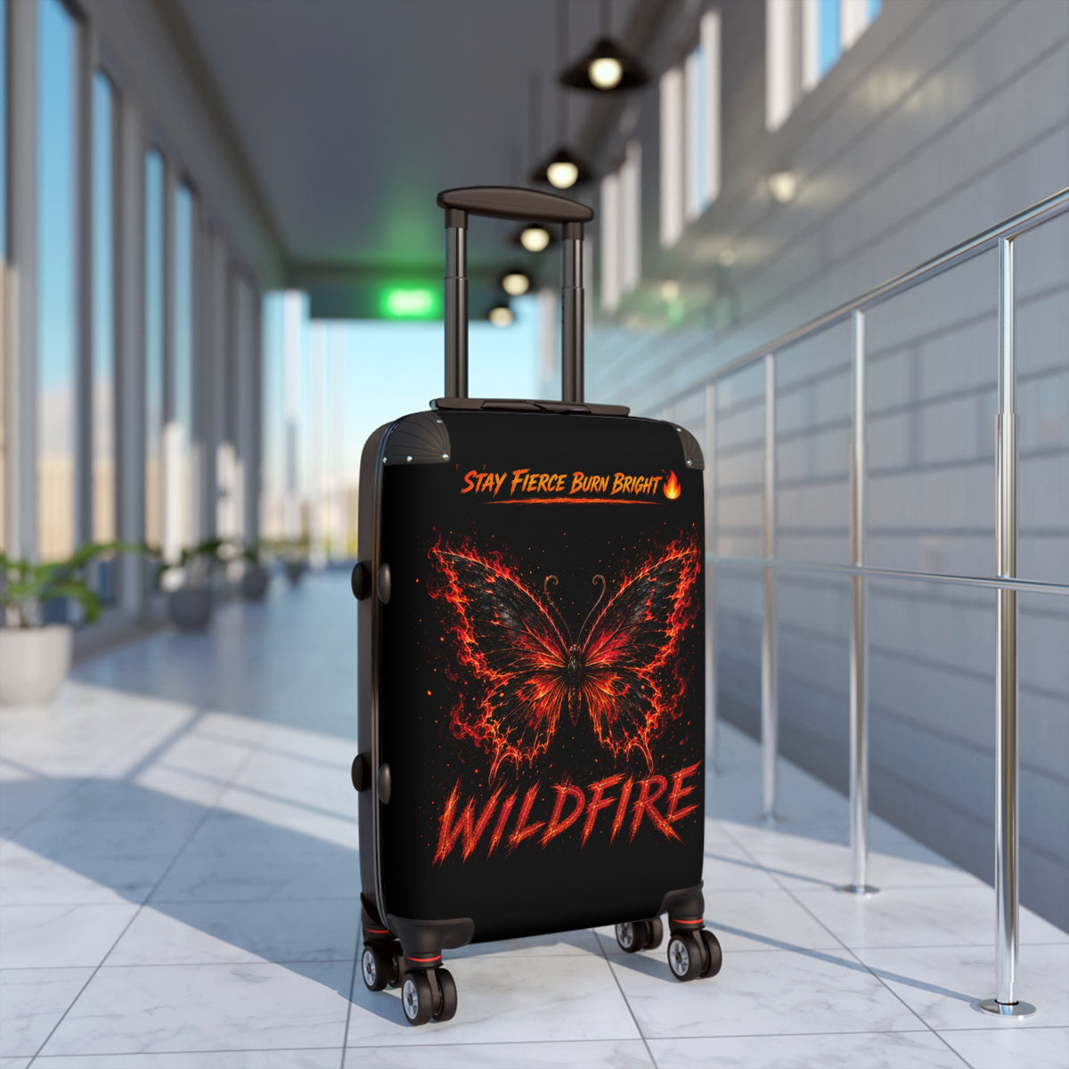 Wildfire Suitcase – 'Stay Fierce Burn Bright' Flaming Butterfly Carry-On