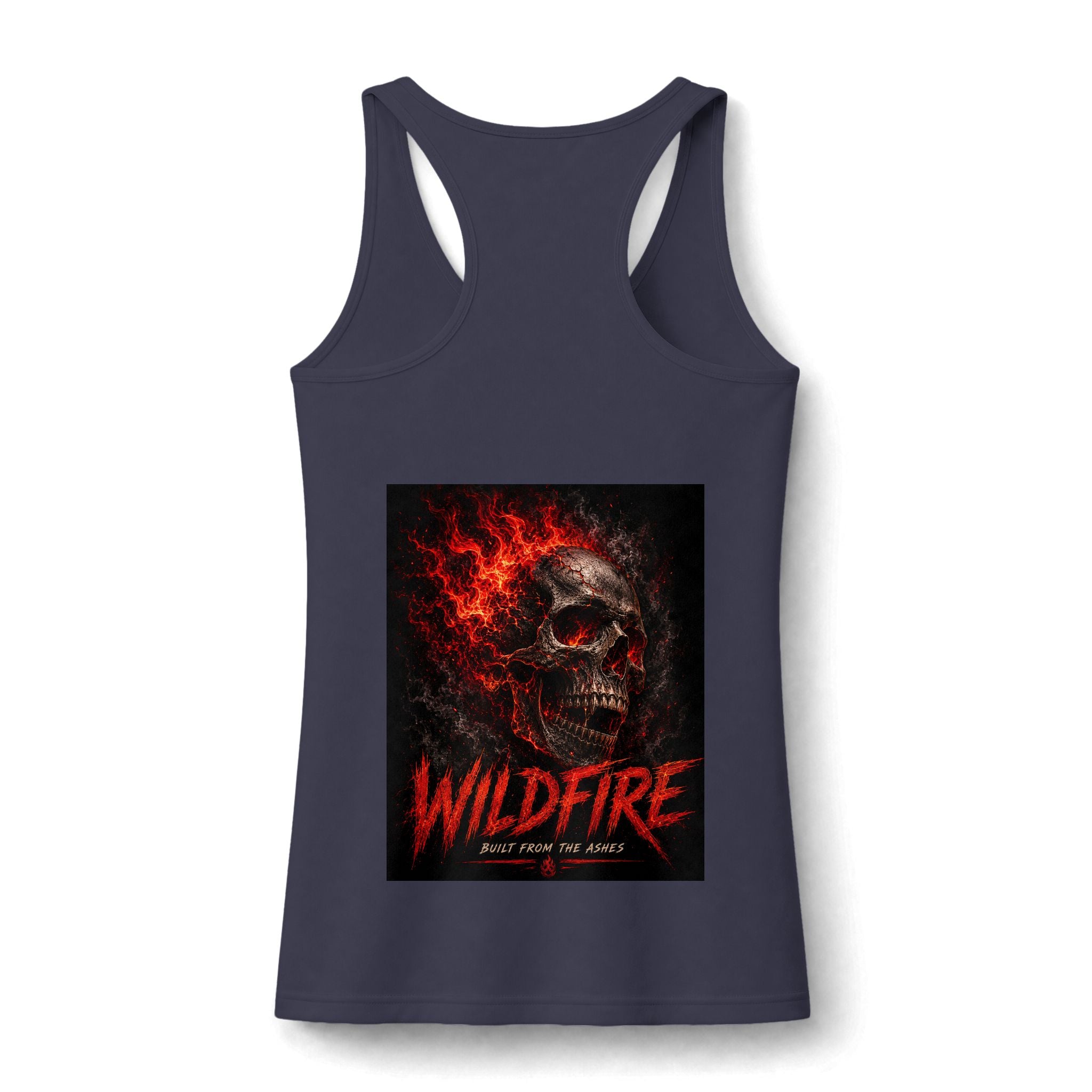 Wildfire Skull  Racerback Tank Top — Fiery Skull Graphic "Wildfire" Performance Tank