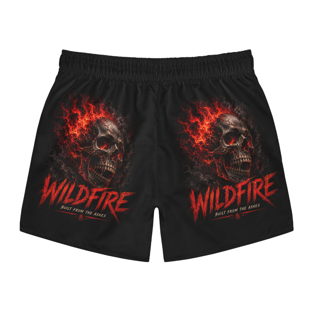 Wildfire Skull Men's Swim Trunks — Skull Graphic