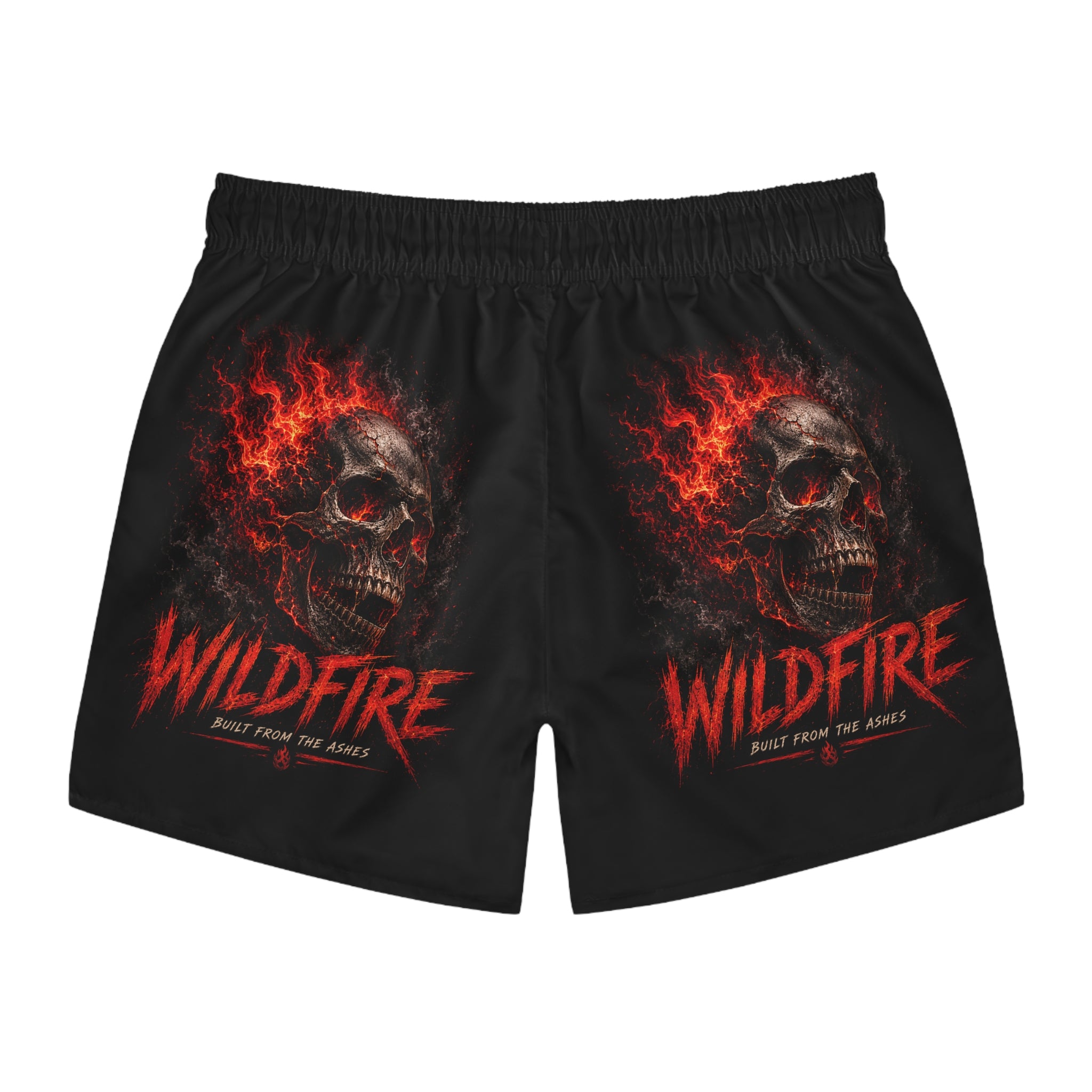 Wildfire Skull Men's Swim Trunks — Skull Graphic