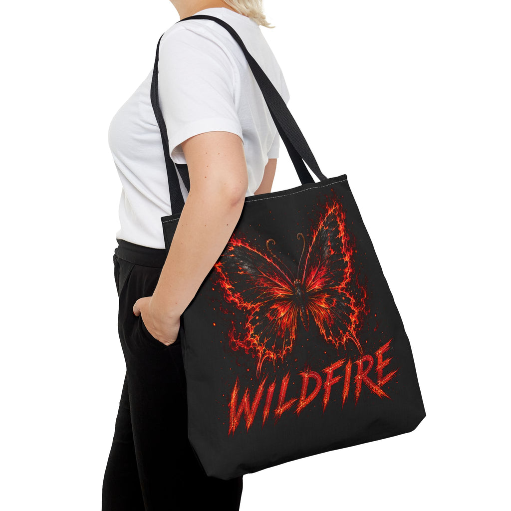 Wildfire Anubis Tote Bag — "Stay Fierce, Burn Bright" All-Over Print Tote
