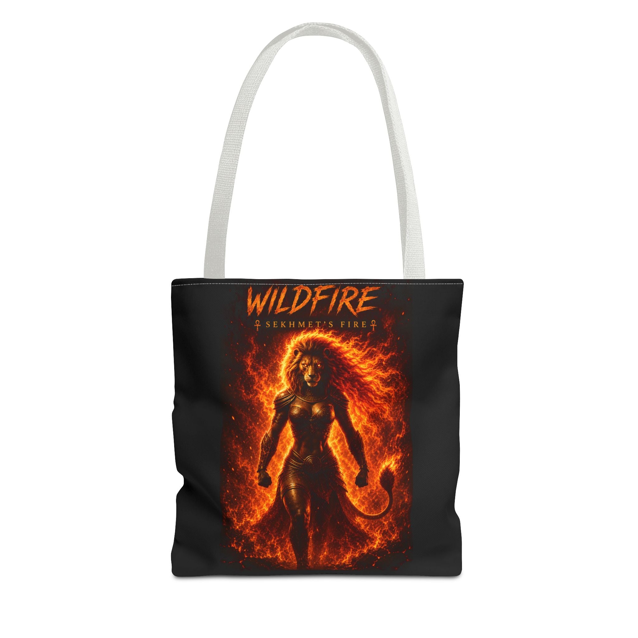 Wildfire Sekhmet Tote Bag — Fiery Egyptian AOP Tote