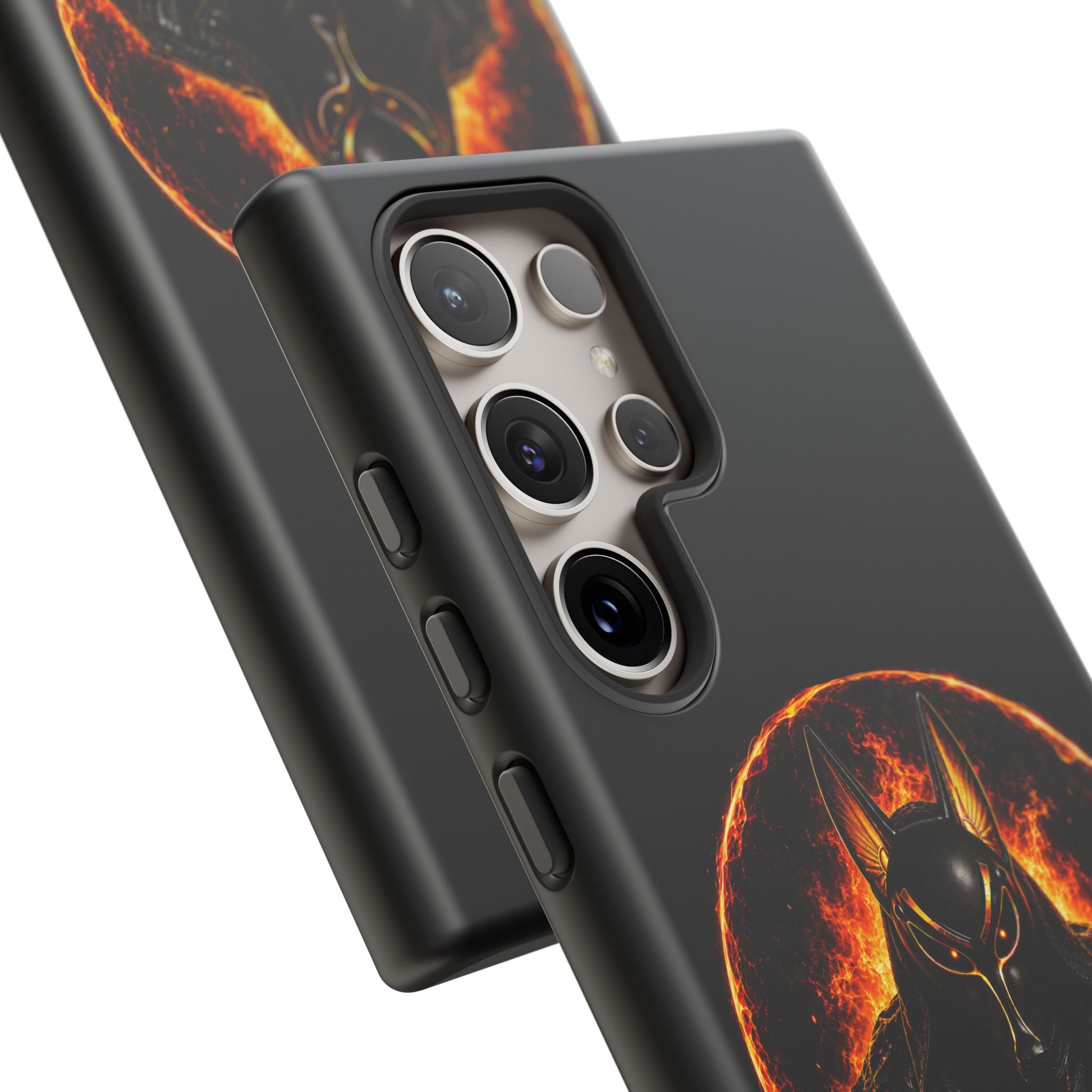 Wildfire Phone Case — Fierce Flaming Anubis Design, "Stay Fierce Burn Bright"