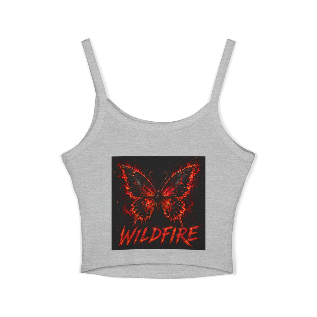 Wildfire Sekhmet Woman Spaghetti Tank Top — Fiery Egyptian Graphic Crop