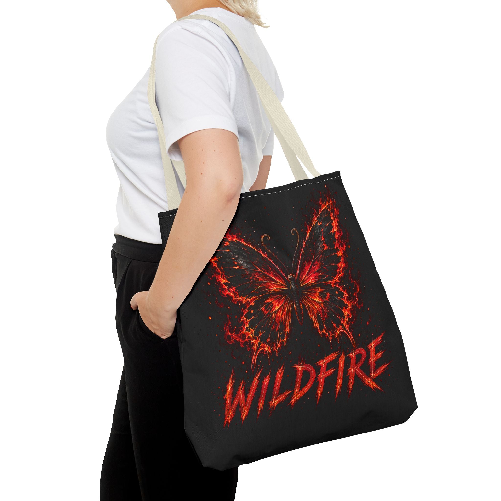 Wildfire Anubis Tote Bag — "Stay Fierce, Burn Bright" All-Over Print Tote
