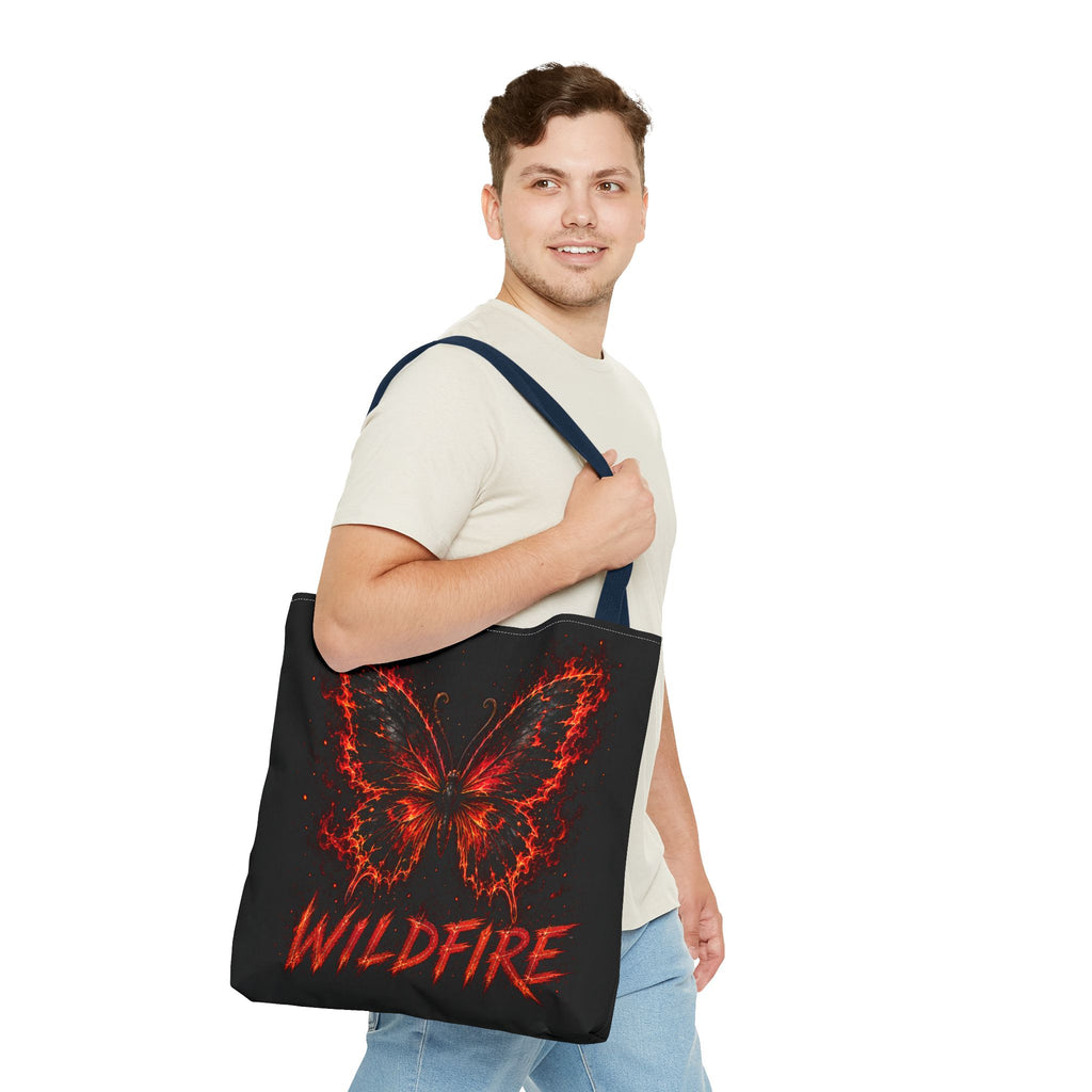 Wildfire Anubis Tote Bag — "Stay Fierce, Burn Bright" All-Over Print Tote