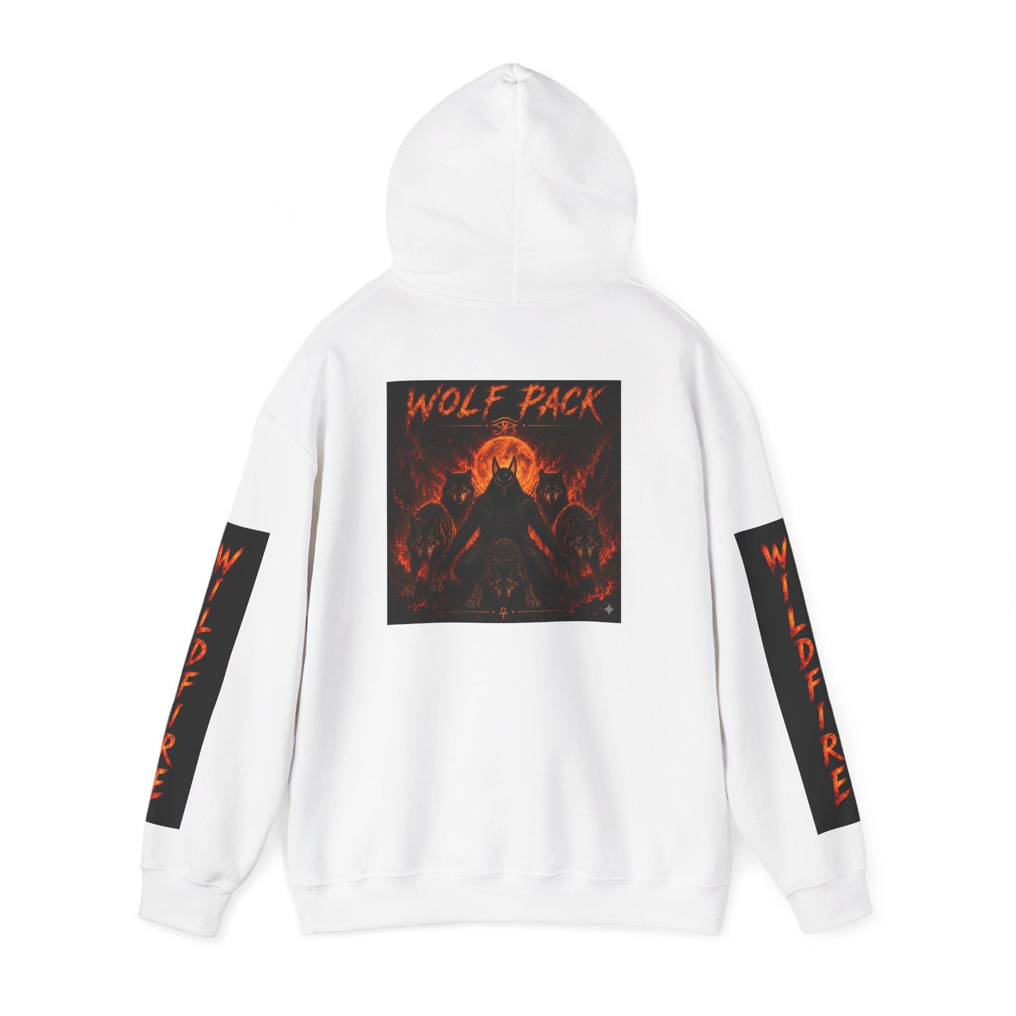 Wildfire Wolf Pack Graphic Hoodie — Flame Band Logo & Back Artwork