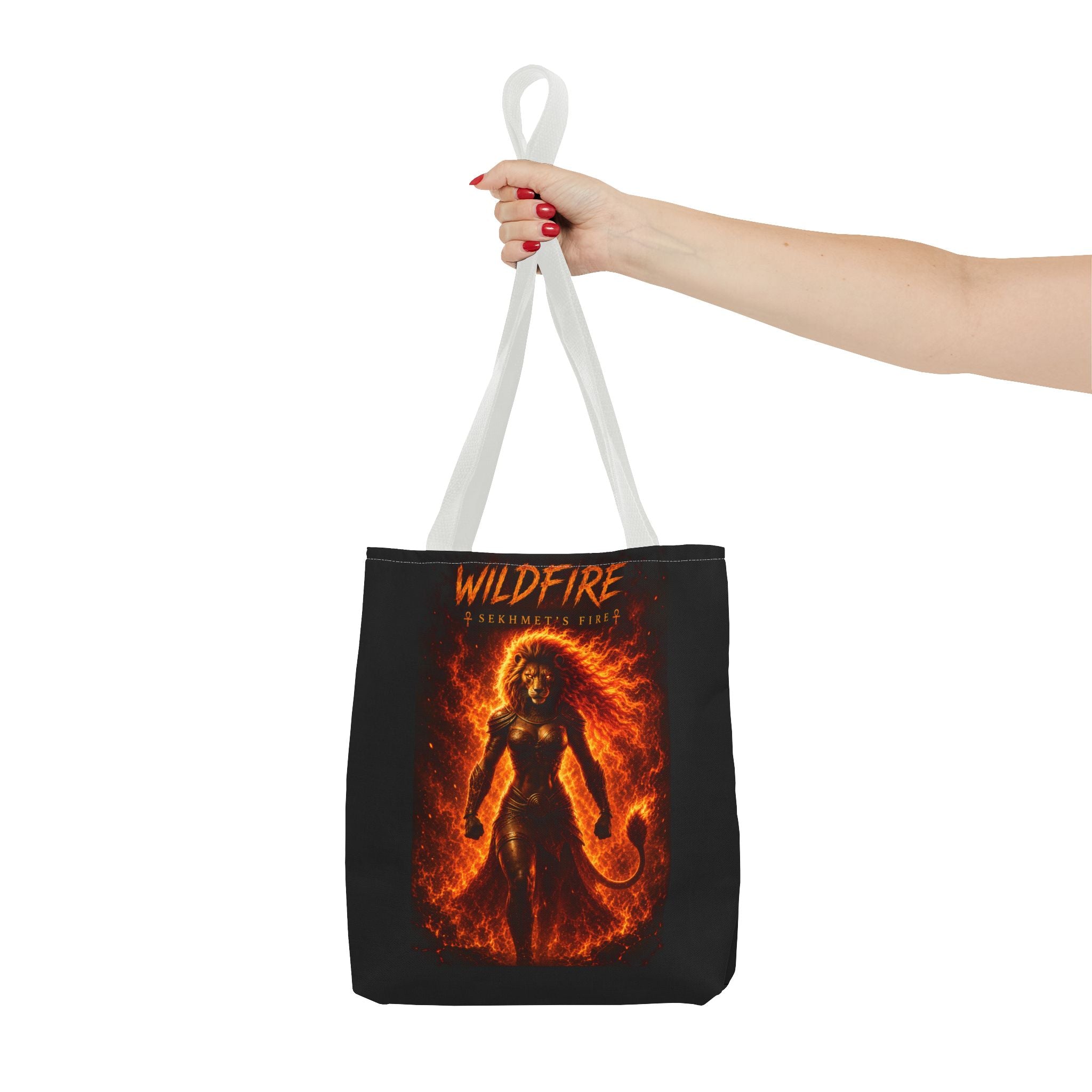Wildfire Sekhmet Tote Bag — Fiery Egyptian AOP Tote