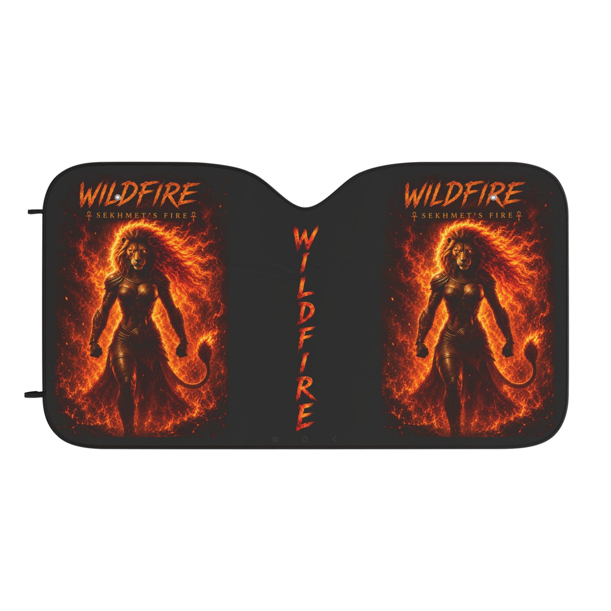 Wildfire Sekhmet Car Sun Shade — Fiery Sunshade for Windshield