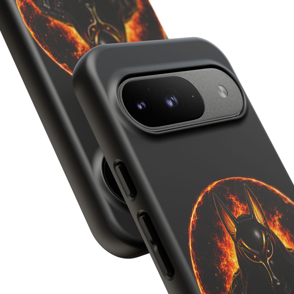 Wildfire Phone Case — Fierce Flaming Anubis Design, "Stay Fierce Burn Bright"