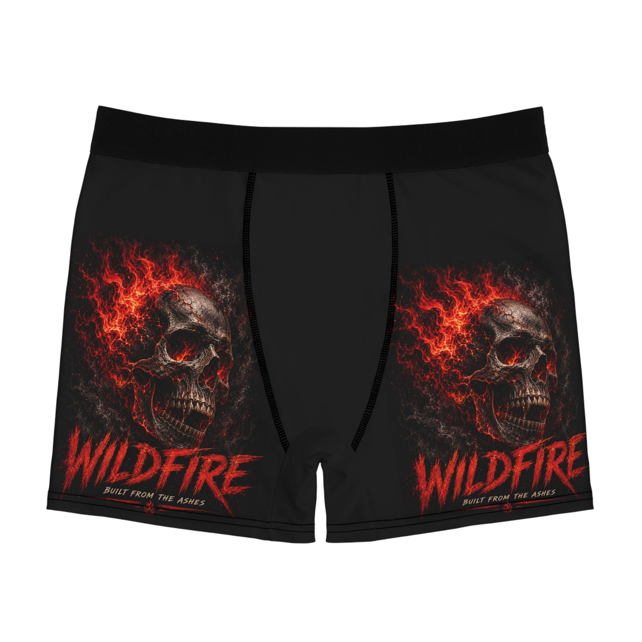 Wildfire Skull Boxer Briefs — Fiery Graphic Men’s Underwear