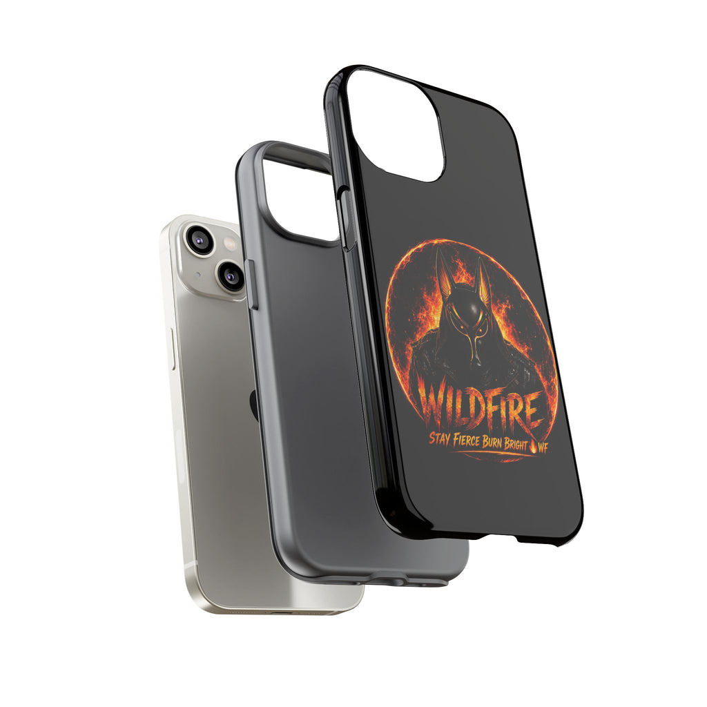 Wildfire Phone Case — Fierce Flaming Anubis Design, "Stay Fierce Burn Bright"