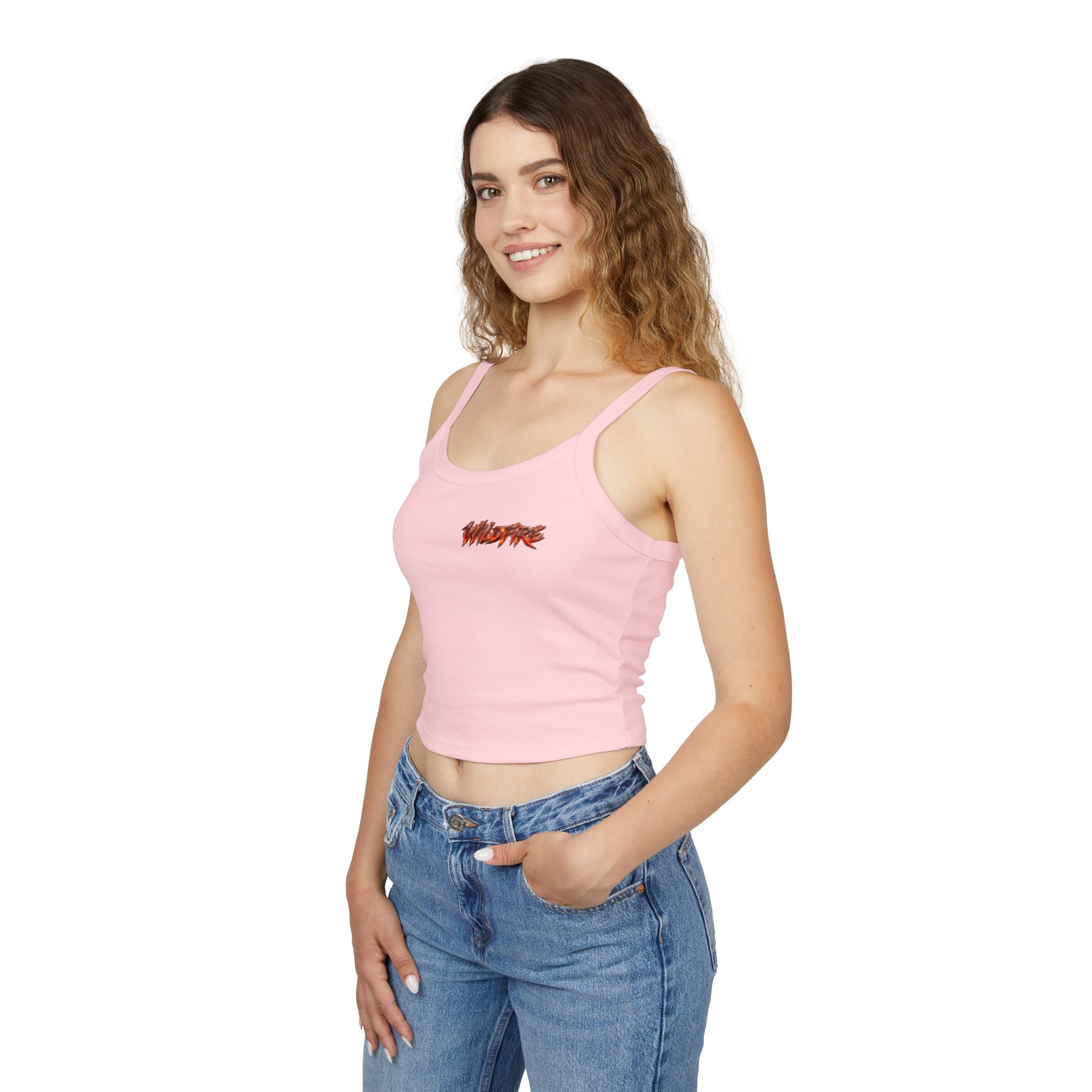Wildfire Sekhmet Woman Spaghetti Tank Top — Fiery Egyptian Graphic Crop