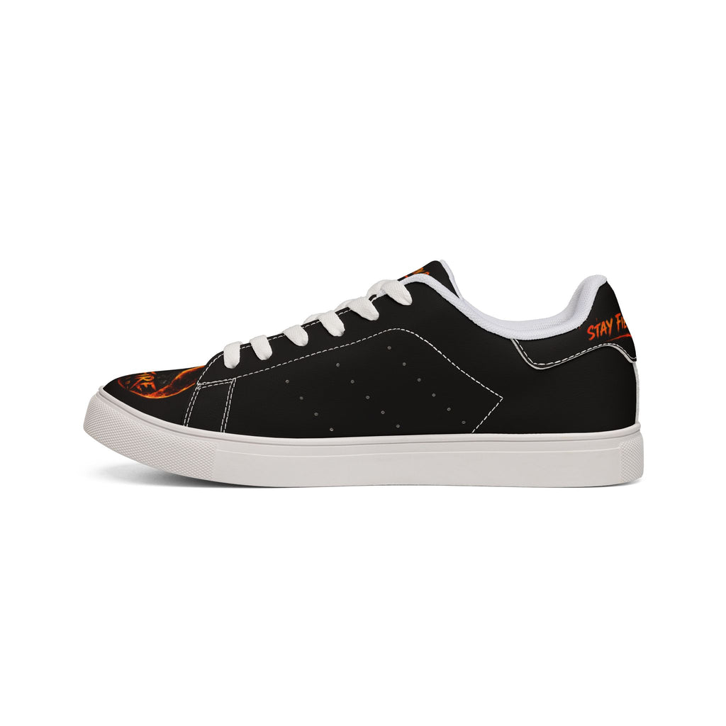 Men's Low-Top Sneakers — "Stay Fierce, Burn Bright" Flame Graphic