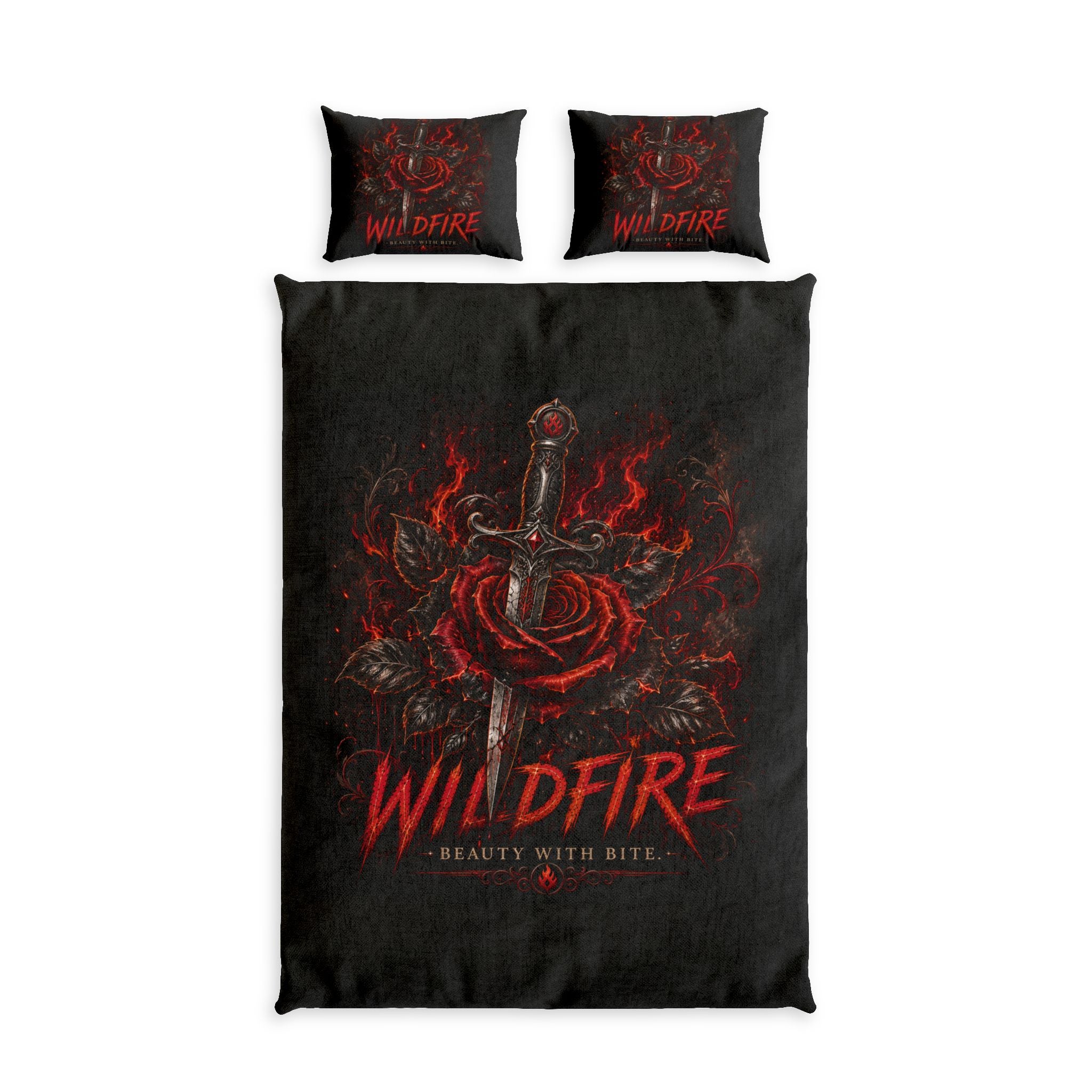 Wildfire Rose & Dagger Cotton Bed Set — Duvet Cover