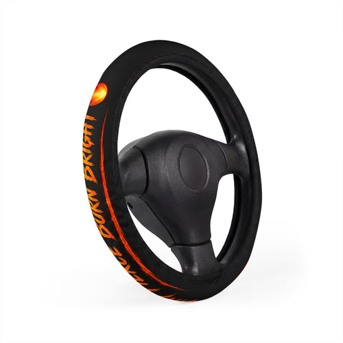 Flaming Drift Steering Wheel Cover — Black with Orange Flame Graphic