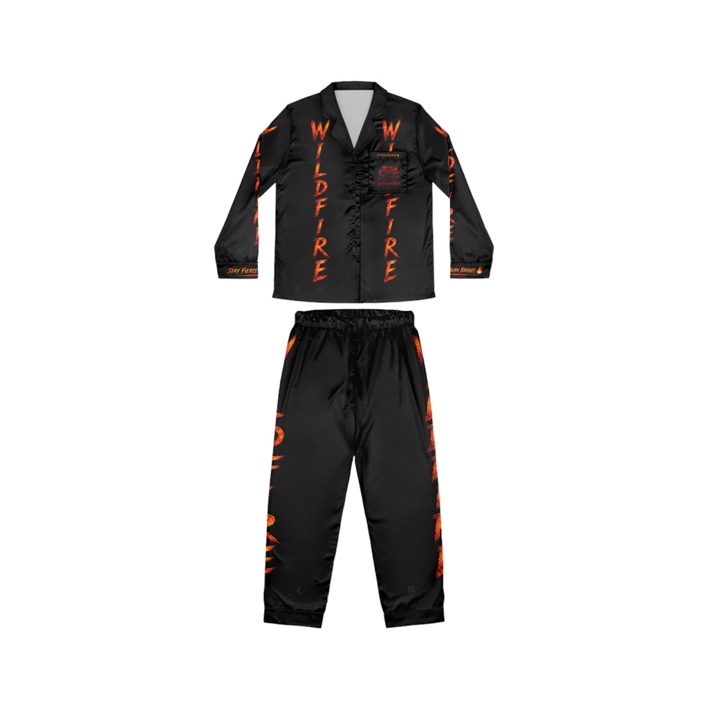 Wildfire Flame Satin women's Pajama Set - Women's Fiery Graphic Sleepwear