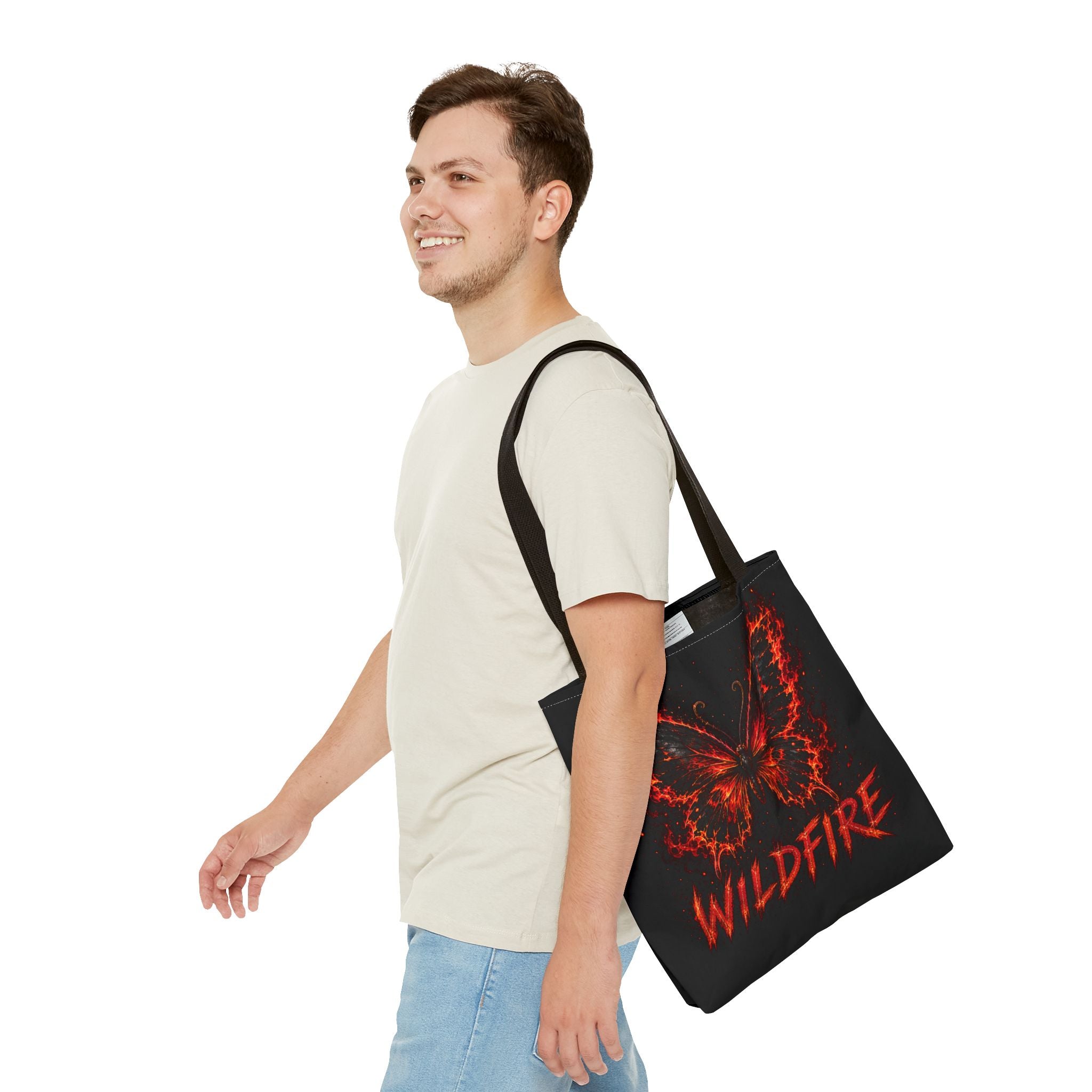 Wildfire Anubis Tote Bag — "Stay Fierce, Burn Bright" All-Over Print Tote