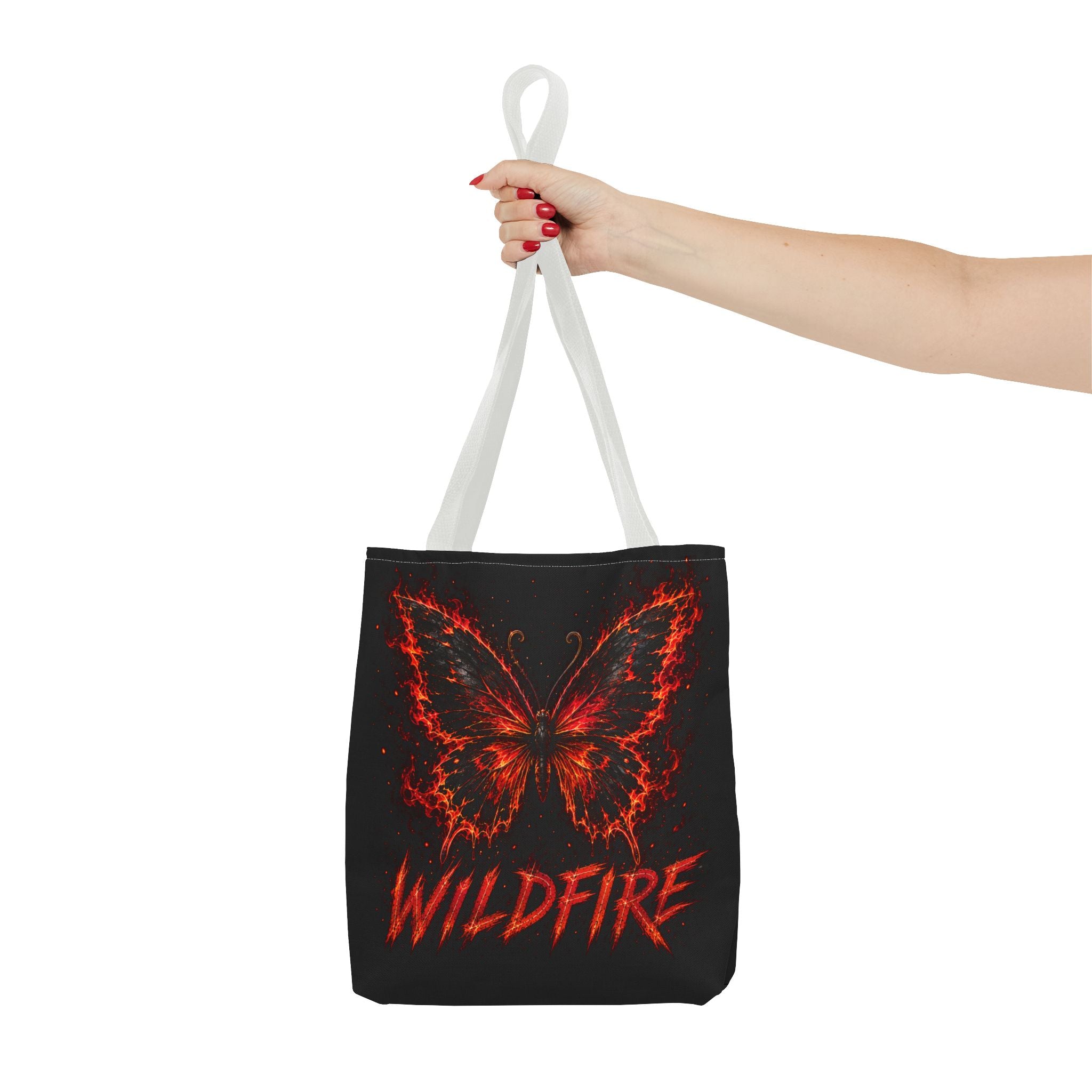 Wildfire Anubis Tote Bag — "Stay Fierce, Burn Bright" All-Over Print Tote