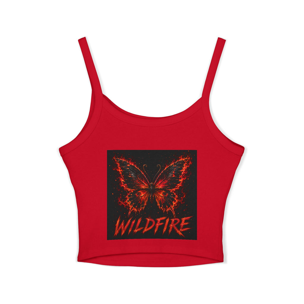 Wildfire Sekhmet Woman Spaghetti Tank Top — Fiery Egyptian Graphic Crop