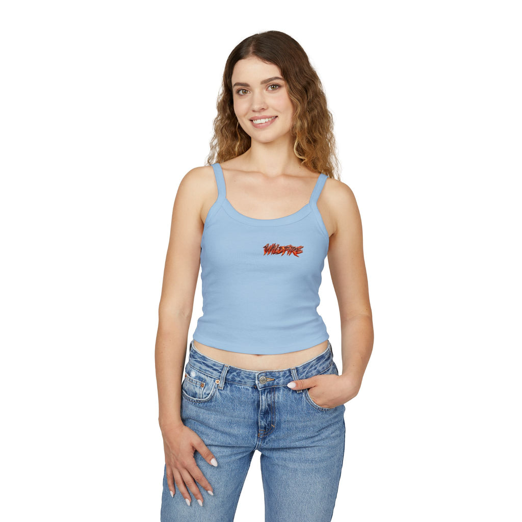 Wildfire Sekhmet Woman Spaghetti Tank Top — Fiery Egyptian Graphic Crop
